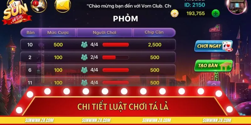 Tổng hợp chi tiết luật chơi Tá lả trực tuyến